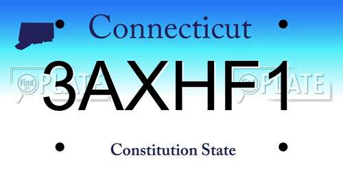 3AXHF1 Connecticut License Plate