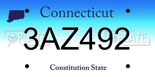 3AZ492 Connecticut License Plate