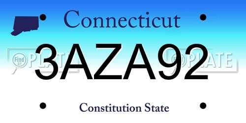 3AZA92 Connecticut License Plate
