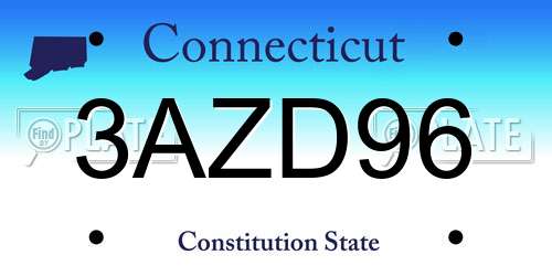 3AZD96 Connecticut License Plate