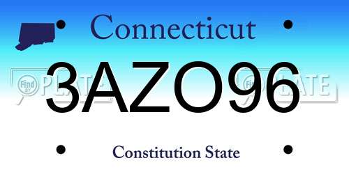 3AZO96 Connecticut License Plate