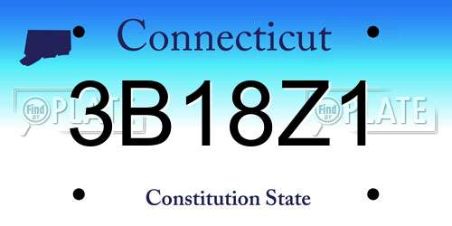 3B18Z1 Connecticut License Plate