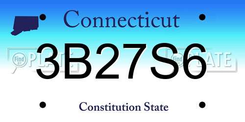 3B27S6 Connecticut License Plate