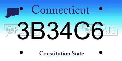 3B34C6 Connecticut License Plate