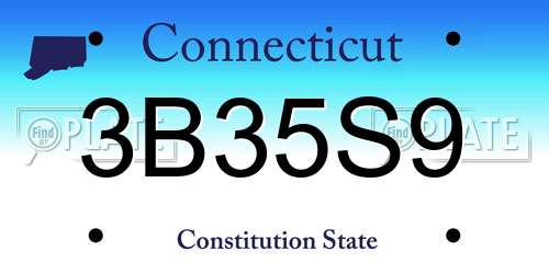 3B35S9 Connecticut License Plate