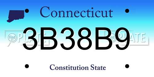 3B38B9 Connecticut License Plate