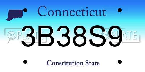 3B38S9 Connecticut License Plate