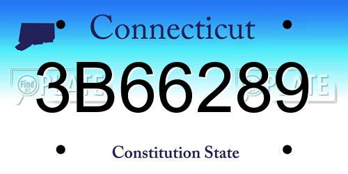 3B66289 Connecticut License Plate