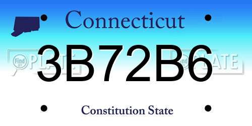 3B72B6 Connecticut License Plate