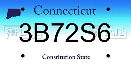 3B72S6 Connecticut License Plate