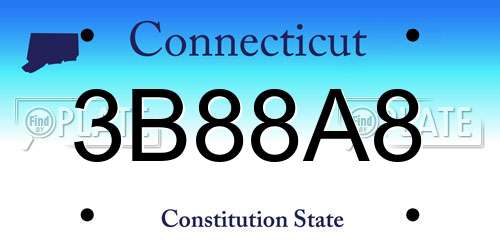 3B88A8 Connecticut License Plate