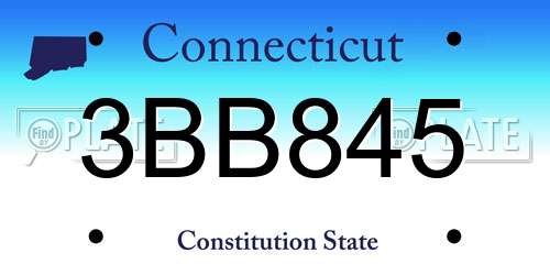 3BB845 Connecticut License Plate