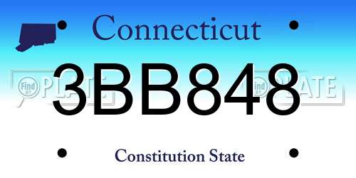 3BB848 Connecticut License Plate
