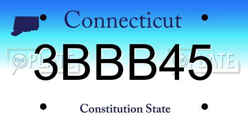 3BBB45 Connecticut License Plate