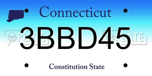 3BBD45 Connecticut License Plate