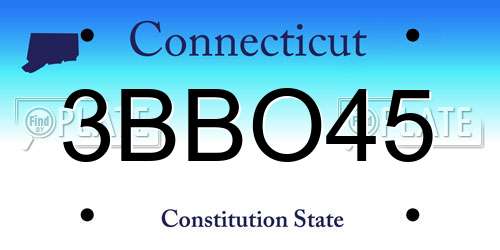 3BBO45 Connecticut License Plate