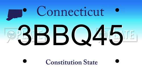 3BBQ45 Connecticut License Plate