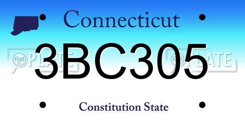 3BC305 Connecticut License Plate