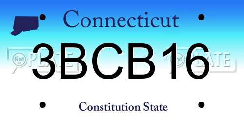 3BCB16 Connecticut License Plate