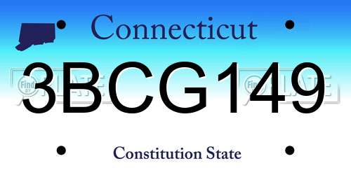 3BCG149 Connecticut License Plate