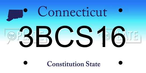 3BCS16 Connecticut License Plate