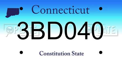3BD040 Connecticut License Plate