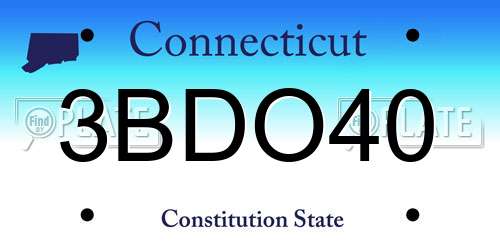 3BDO40 Connecticut License Plate