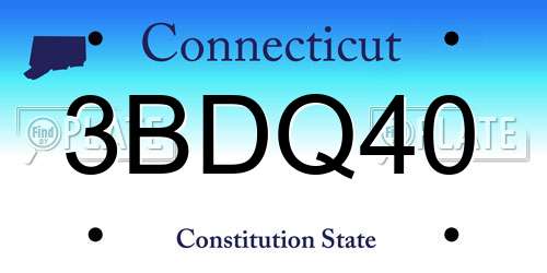 3BDQ40 Connecticut License Plate
