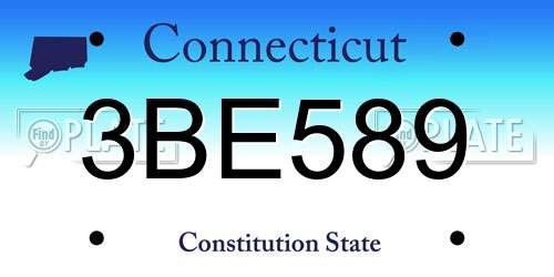 3BE589 Connecticut License Plate