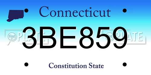 3BE859 Connecticut License Plate