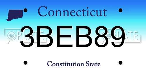 3BEB89 Connecticut License Plate
