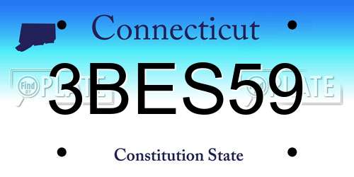 3BES59 Connecticut License Plate