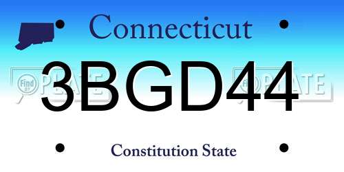 3BGD44 Connecticut License Plate