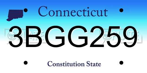 3BGG259 Connecticut License Plate