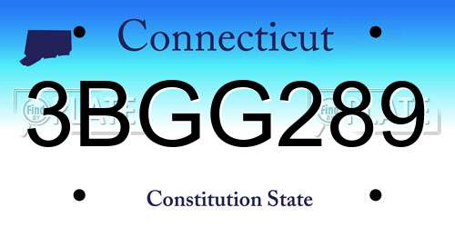 3BGG289 Connecticut License Plate
