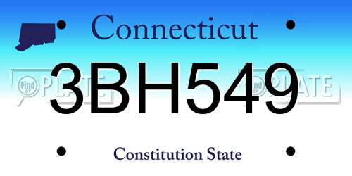 3BH549 Connecticut License Plate