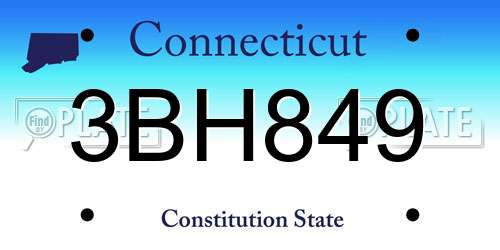 3BH849 Connecticut License Plate
