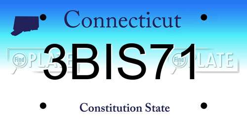 3BIS71 Connecticut License Plate