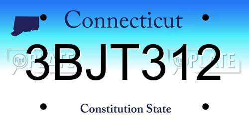 3BJT312 Connecticut License Plate