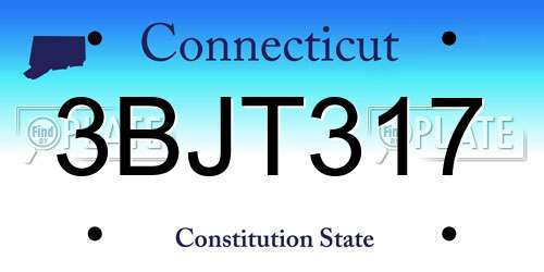 3BJT317 Connecticut License Plate