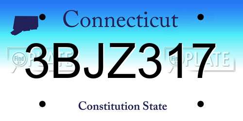 3BJZ317 Connecticut License Plate