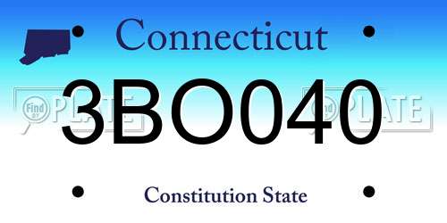 3BO040 Connecticut License Plate