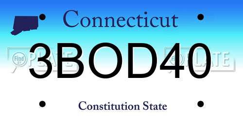 3BOD40 Connecticut License Plate