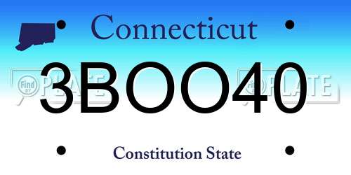3BOO40 Connecticut License Plate