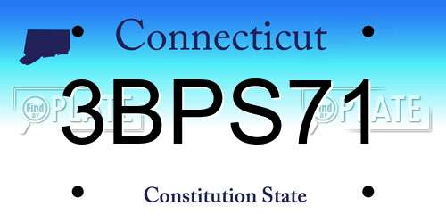 3BPS71 Connecticut License Plate