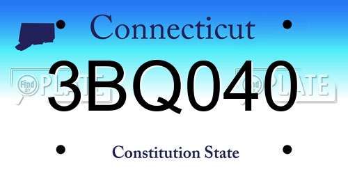3BQ040 Connecticut License Plate