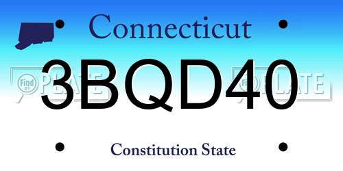 3BQD40 Connecticut License Plate