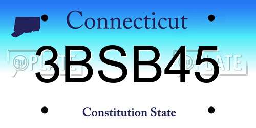 3BSB45 Connecticut License Plate