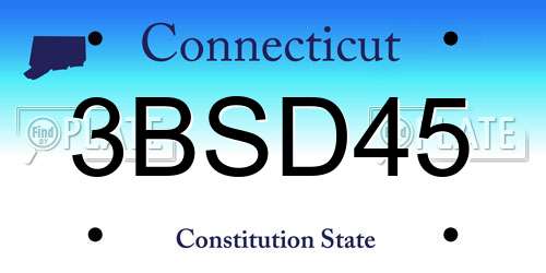 3BSD45 Connecticut License Plate