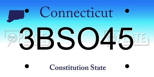 3BSO45 Connecticut License Plate